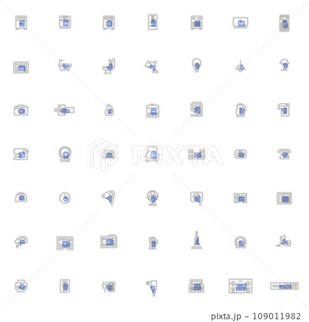 アウトラインの電化製品イラストアイコンセット 青 アウトラインの電化製品イラストアイコンセット 青 109011982