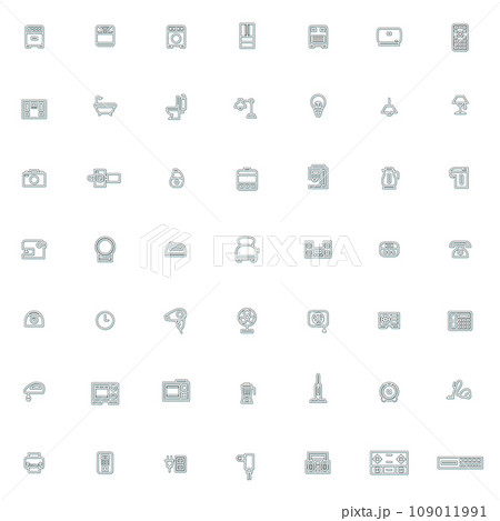 カラーシャドウの電化製品イラストアイコンセット 水色 カラーシャドウの電化製品イラストアイコンセット 水色 109011991