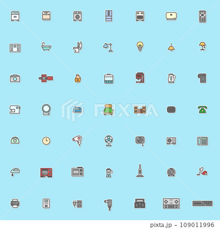 ステッカー風の電化製品イラストアイコンセット ステッカー風の電化製品イラストアイコンセット 109011996