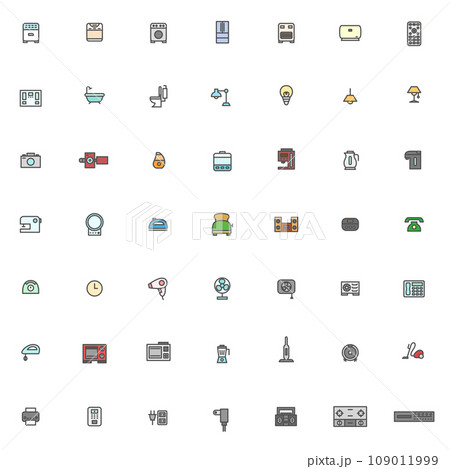 カラー電化製品イラストアイコンセット 109011999