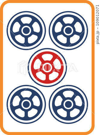 カラー麻雀牌単品アイコン　五筒 109012071