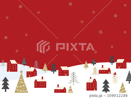 シンプルなクリスマスの街並みのイラスト シンプルなクリスマスの街並みのイラスト 109012286
