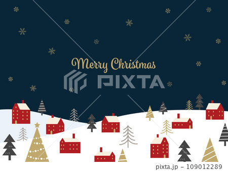 シンプルなクリスマスの街並みのイラスト 109012289
