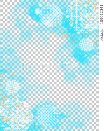 Light blue sparkling Japanese pattern background painted with watercolor Light blue sparkling Japanese pattern background painted with watercolor 109012341