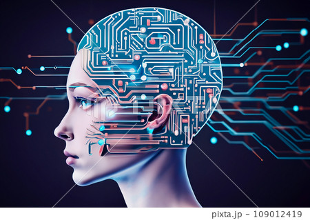 電脳化された人間の頭 109012419