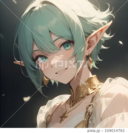 エルフの少女【緑髪・ショートヘア】のイラスト素材 [109014762] - PIXTA