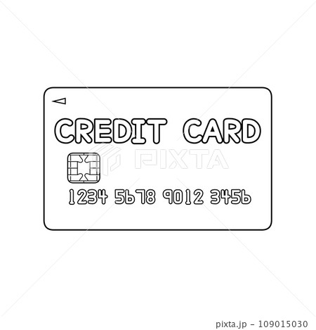 キャッシュレス決済に使えるクレジットカードの線画（表面） 109015030