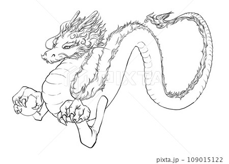 ドラゴンの線画のイラスト素材 [109015122] - PIXTA