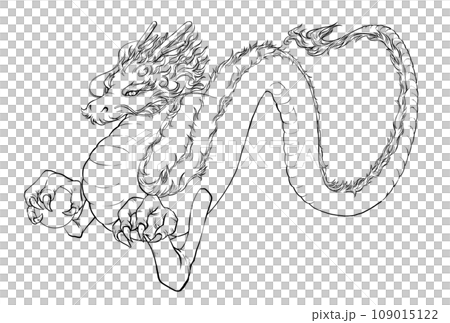 ドラゴンの線画のイラスト素材 [109015122] - PIXTA
