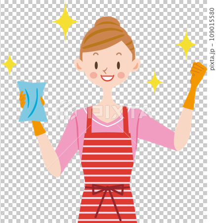 Housewife working hard at cleaning Housewife working hard at cleaning 109015580