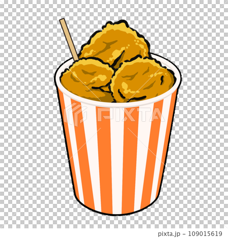 Illustration of fried chicken, fried chicken in a cup such as at a food stall 109015619