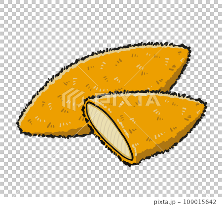 Fried white fish illustration hand drawn style Fried white fish illustration hand drawn style 109015642