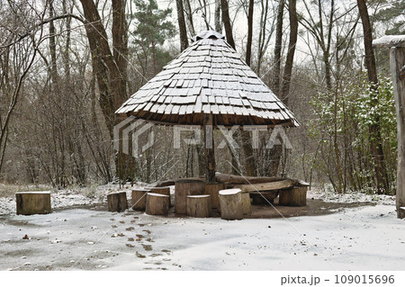 wooden cottage in the forest wooden cottage in the forest 109015696