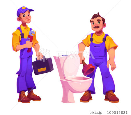 Male plumber characters on white background Male plumber characters on white background 109015821