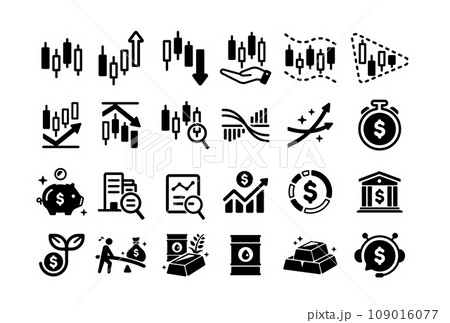 株式投資・資産運用ベクターアイコンイラストセット 株式投資・資産運用ベクターアイコンイラストセット 109016077