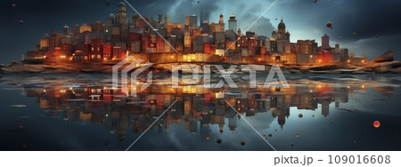 Modern Futuristic Sci-Fi Purple Blue Neon Lights On Abstract Construction. 109016608