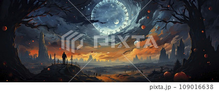 Modern Futuristic Sci-Fi Purple Blue Neon Lights On Abstract Construction. 109016638