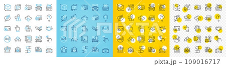 Vector icons set of Leaves, Warning and Loyalty card line icons pack for web with No smoking, Currency rate, Car outline icon. Buying accessory, Ranking stars, Reject access pictogram. Vector Vector icons set of Leaves, Warning and Loyalty card line icons pack for web with No smoking, Currency rate, Car outline icon. Buying accessory, Ranking stars, Reject access pictogram. Vector 109016717