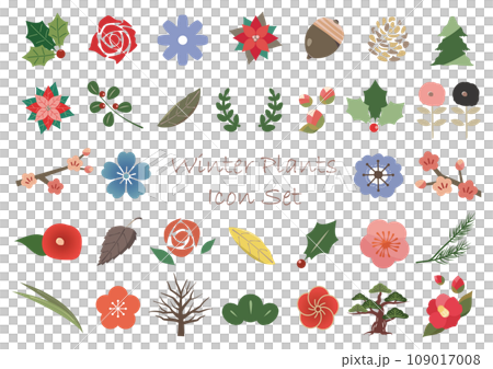 winter plant icon set winter plant icon set 109017008