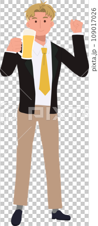 Smiling businessmanan with Beer Glass. Happy Man Enjoying a Cold Beer 109017026