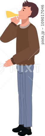 Cheerful Bar, Pub Lifestyle concept. Man Drinking Beer.  Full-Length Male Holding Beer Mug 109017046