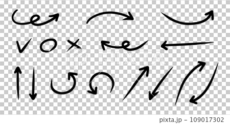 ペンの手書きの矢印セット_黒 109017302