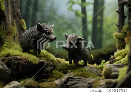 森の中の黒ブタくん 109017513