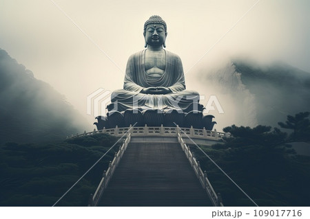 Big buddha statue on top hill 109017716