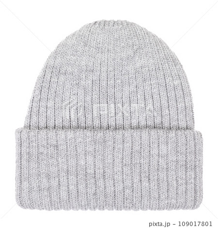Heather grey knit cup isolated on white 109017801