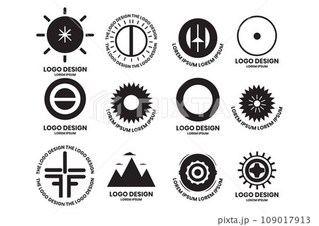 Modern gear and circle logo in minimalist style Modern gear and circle logo in minimalist style 109017913