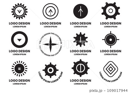 Modern gear and circle logo in minimalist style Modern gear and circle logo in minimalist style 109017944