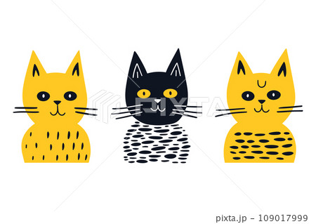 Cat in doodle cartoon style Cat in doodle cartoon style 109017999