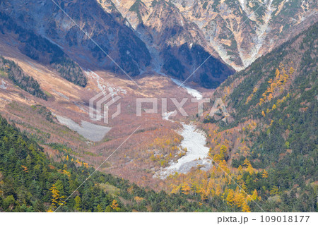 秋 上高地 穂高連峰 岳沢カール 秋 上高地 穂高連峰 岳沢カール 109018177