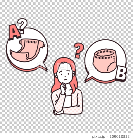 illustration of a woman struggling between two things - Diapers 109018832