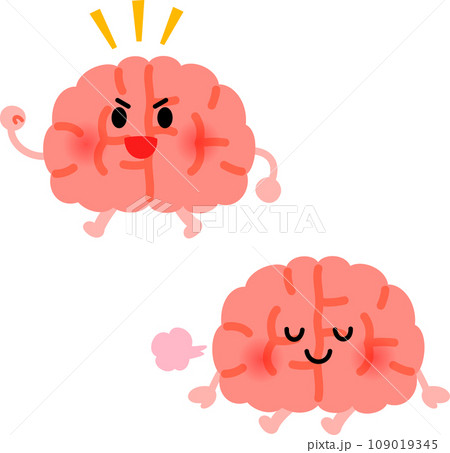 活発に働く脳と休息する脳のキャラクター 活発に働く脳と休息する脳のキャラクター 109019345