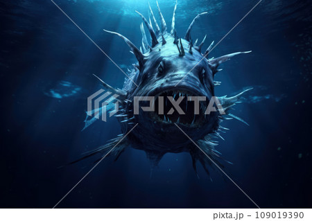 Menacing European Angler Fish in Deep Sea....のイラスト素材 [109019390] - PIXTA