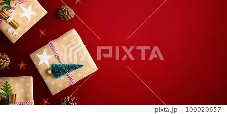 Handmade Christmas gift boxes with ornaments 109020657