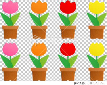 植木鉢に植えられたカラフルシンプルチューリップ 植木鉢に植えられたカラフルシンプルチューリップ 109021382