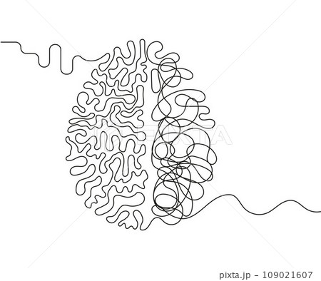 Brain concept vector in continuous style. Neurosurgeon line sign. Brainstorm, human 109021607