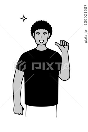 親指で自分を指す若い黒人男性のイラスト素材 [109021687] - PIXTA