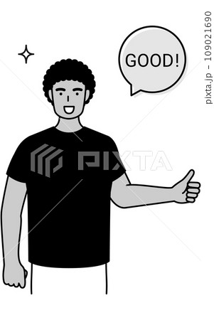 GOODのジェスチャー、親指を立てる若い黒人男性 109021690