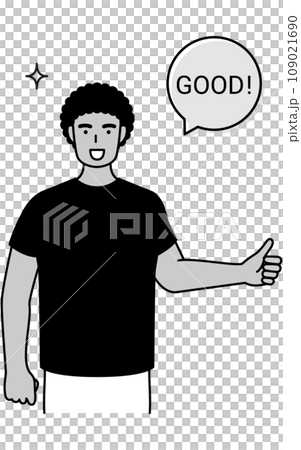 GOODのジェスチャー、親指を立てる若い黒人男性 109021690