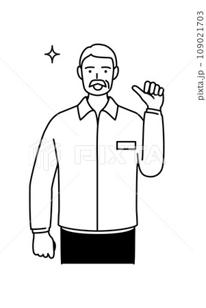 親指で自分を指すシニア白人男性のイラスト素材 [109021703] - PIXTA