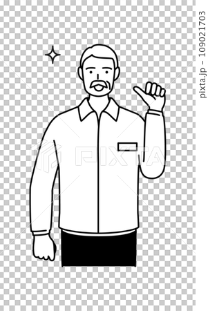 親指で自分を指すシニア白人男性のイラスト素材 [109021703] - PIXTA