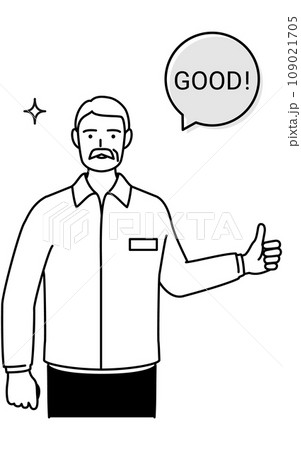GOODのジェスチャー、親指を立てるシニア白人男性 GOODのジェスチャー、親指を立てるシニア白人男性 109021705