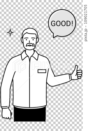 GOODのジェスチャー、親指を立てるシニア白人男性 GOODのジェスチャー、親指を立てるシニア白人男性 109021705