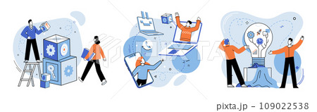 Team building vector illustration. A well executed strategy led to success business venture The teams unity and cooperation were instrumental in achieving goals The team building concept emphasized Team building vector illustration. A well executed strategy led to success business venture The teams unity and cooperation were instrumental in achieving goals The team building concept emphasized 109022538