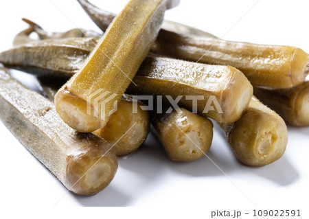 Okra slices isolated on white background Okra slices isolated on white background 109022591
