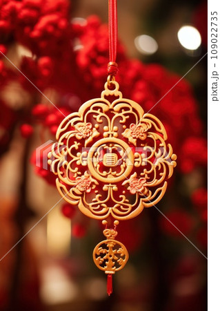 a red and gold Chinese New Year decoration a red and gold Chinese New Year decoration 109022735