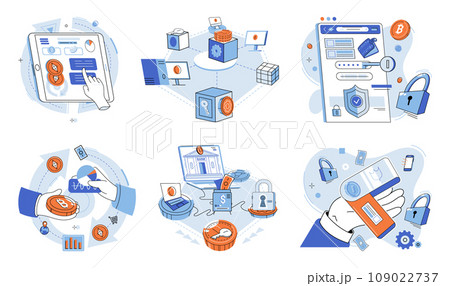 Crypto currency vector illustration. The intersection business, finance, and technology has given rise to innovative crypto currency solutions Digital banking platforms are integrating crypto Crypto currency vector illustration. The intersection business, finance, and technology has given rise to innovative crypto currency solutions Digital banking platforms are integrating crypto 109022737
